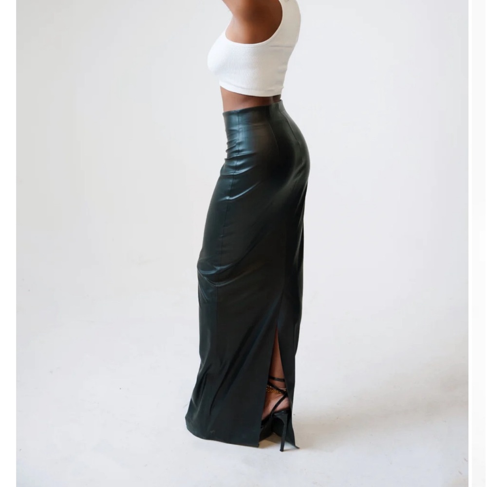 High waisted leather skirt